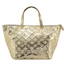LOUIS VUITTON Monogram Miroir Bellevue GM Hand Bag Gold LV Auth 187271-2