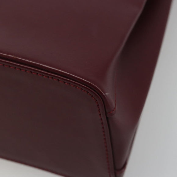 CARTIER Trinity Hand Bag Leather Bordeaux Gold Silver Auth 187273V