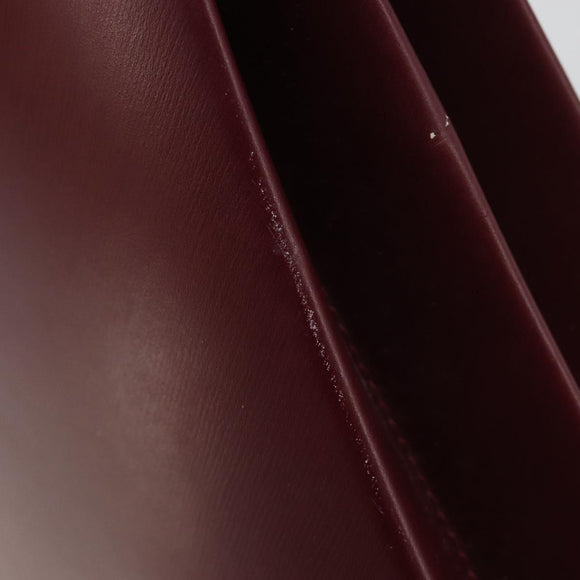 CARTIER Trinity Hand Bag Leather Bordeaux Gold Silver Auth 187273V