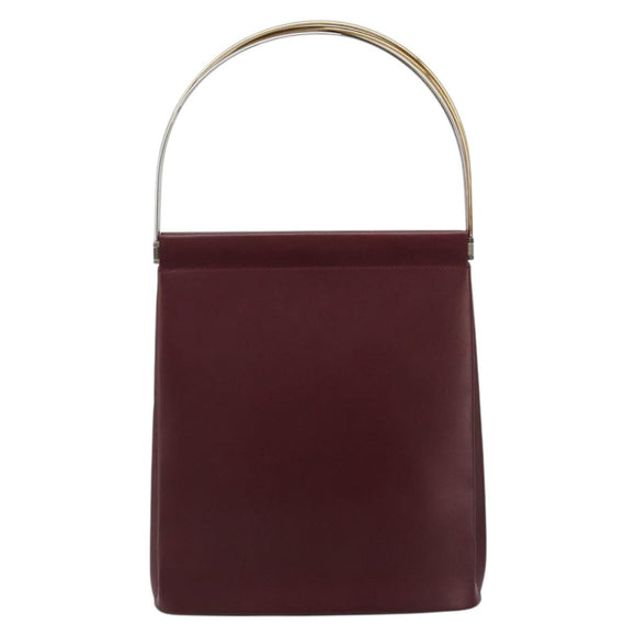 CARTIER Trinity Hand Bag Leather Bordeaux Gold Silver Auth 187273V