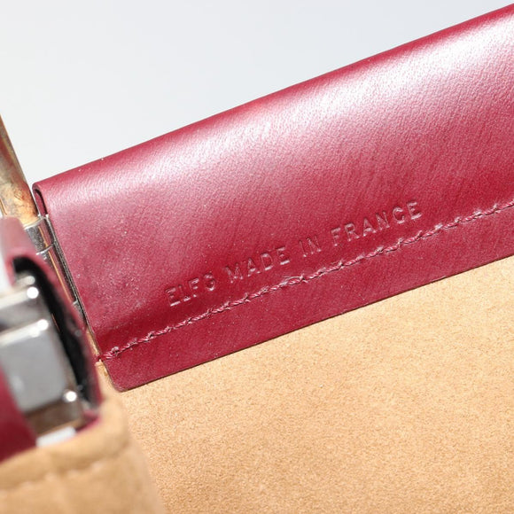 CARTIER Trinity Hand Bag Leather Bordeaux Gold Silver Auth 187273V