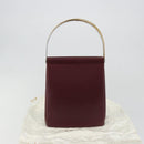 CARTIER Trinity Hand Bag Leather Bordeaux Gold Silver Auth 187273V-12
