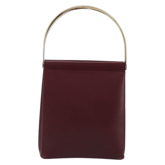 CARTIER Trinity Hand Bag Leather Bordeaux Gold Silver Auth 187273V