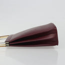 CARTIER Trinity Hand Bag Leather Bordeaux Gold Silver Auth 187273V-4