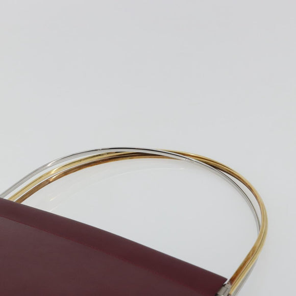 CARTIER Trinity Hand Bag Leather Bordeaux Gold Silver Auth 187273V