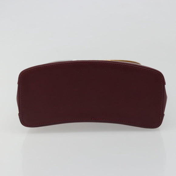 CARTIER Trinity Hand Bag Leather Bordeaux Gold Silver Auth 187273V