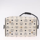MCM Boston Bag PVC Leather 2way White Gold Auth 187279-11