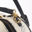 MCM Boston Bag PVC Leather 2way White Gold Auth 187279-16