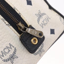 MCM Boston Bag PVC Leather 2way White Gold Auth 187279-17