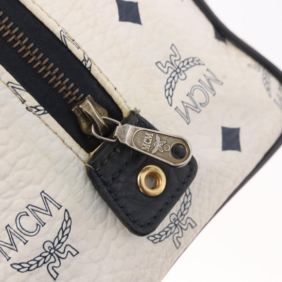 MCM Boston Bag PVC Leather 2way White Gold Auth 187279