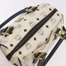 MCM Boston Bag PVC Leather 2way White Gold Auth 187279-6