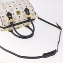 MCM Boston Bag PVC Leather 2way White Gold Auth 187279-9