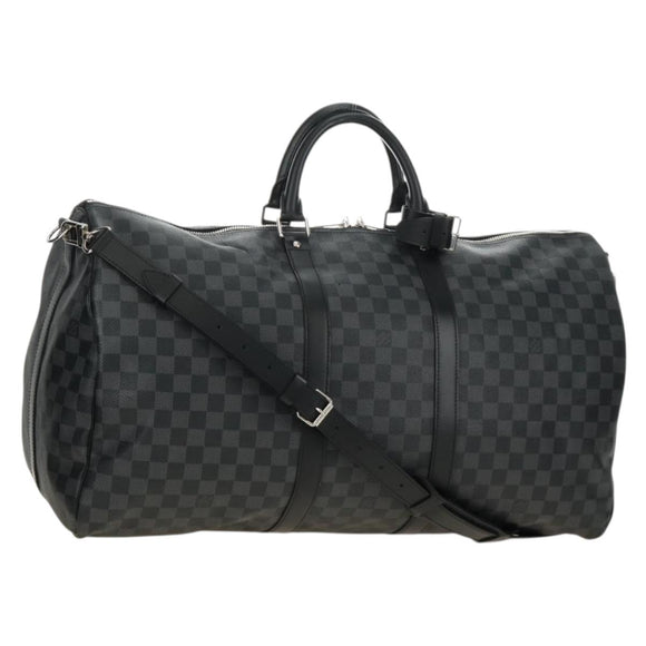 LOUIS VUITTON Damier Graphite Keepall Bandouliere 55 Bag N41413 LV Auth 187280V