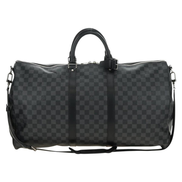 LOUIS VUITTON Damier Graphite Keepall Bandouliere 55 Bag N41413 LV Auth 187280V