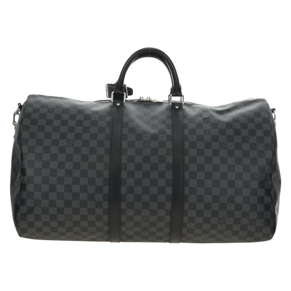 LOUIS VUITTON Damier Graphite Keepall Bandouliere 55 Bag N41413 LV Auth 187280V
