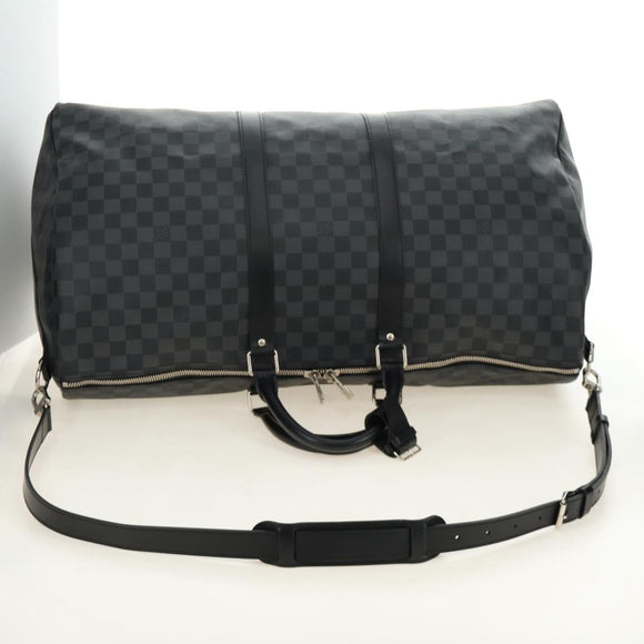 LOUIS VUITTON Damier Graphite Keepall Bandouliere 55 Bag N41413 LV Auth 187280V