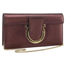 Salvatore Ferragamo Gancini Chain Shoulder Bag Leather Brown Gold Auth 187281V-1