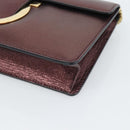 Salvatore Ferragamo Gancini Chain Shoulder Bag Leather Brown Gold Auth 187281V-14