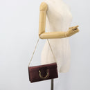 Salvatore Ferragamo Gancini Chain Shoulder Bag Leather Brown Gold Auth 187281V-22