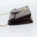 Salvatore Ferragamo Gancini Chain Shoulder Bag Leather Brown Gold Auth 187281V-3