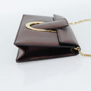 Salvatore Ferragamo Gancini Chain Shoulder Bag Leather Brown Gold Auth 187281V-4