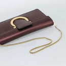 Salvatore Ferragamo Gancini Chain Shoulder Bag Leather Brown Gold Auth 187281V-7