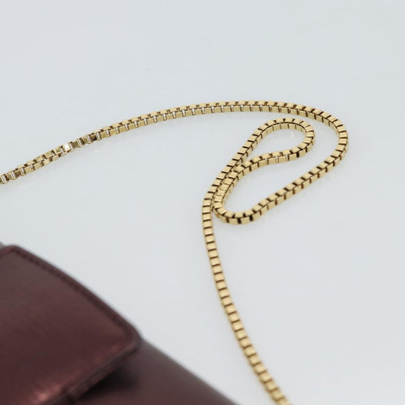 Salvatore Ferragamo Gancini Chain Shoulder Bag Leather Brown Gold Auth 187281V