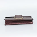 Salvatore Ferragamo Gancini Chain Shoulder Bag Leather Brown Gold Auth 187281V-5