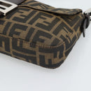 FENDI Zucca Canvas Mamma Baguette Shoulder Bag Black Brown Auth 187283V-10