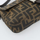 FENDI Zucca Canvas Mamma Baguette Shoulder Bag Black Brown Auth 187283V-11