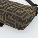 FENDI Zucca Canvas Mamma Baguette Shoulder Bag Black Brown Auth 187283V-12