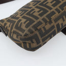 FENDI Zucca Canvas Mamma Baguette Shoulder Bag Black Brown Auth 187283V-13