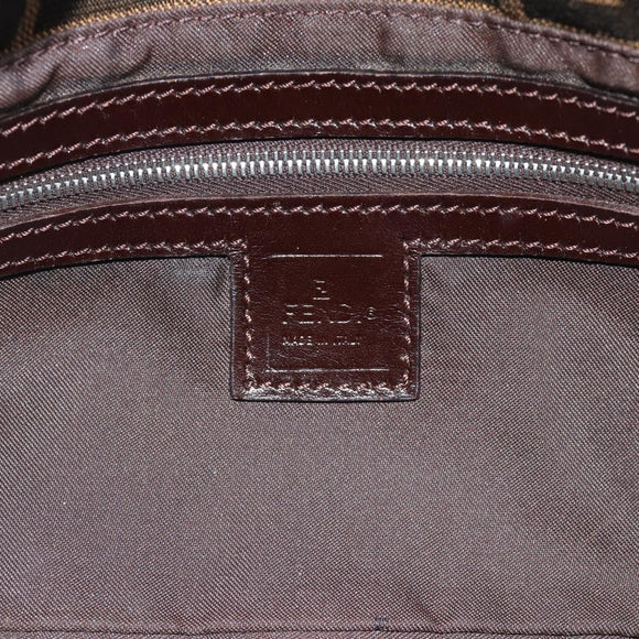 FENDI Zucca Canvas Mamma Baguette Shoulder Bag Black Brown Auth 187283V