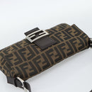 FENDI Zucca Canvas Mamma Baguette Shoulder Bag Black Brown Auth 187283V-6