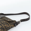 FENDI Zucca Canvas Mamma Baguette Shoulder Bag Black Brown Auth 187283V-8