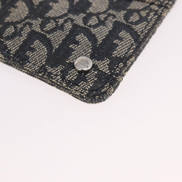 Christian Dior Trotter Canvas Pouch Navy Silver Auth 187284V