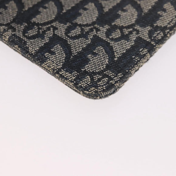 Christian Dior Trotter Canvas Pouch Navy Silver Auth 187284V