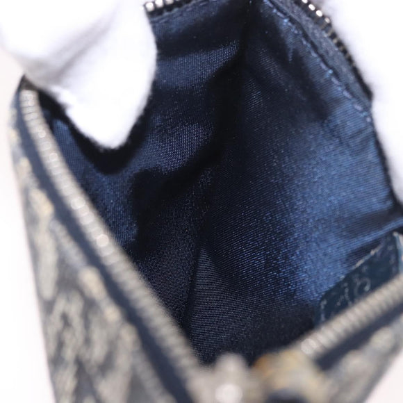 Christian Dior Trotter Canvas Pouch Navy Silver Auth 187284V