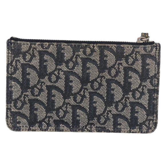Christian Dior Trotter Canvas Pouch Navy Silver Auth 187284V