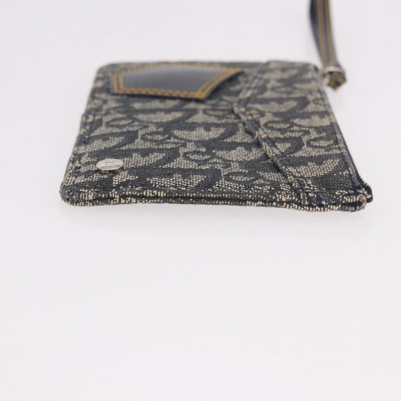 Christian Dior Trotter Canvas Pouch Navy Silver Auth 187284V