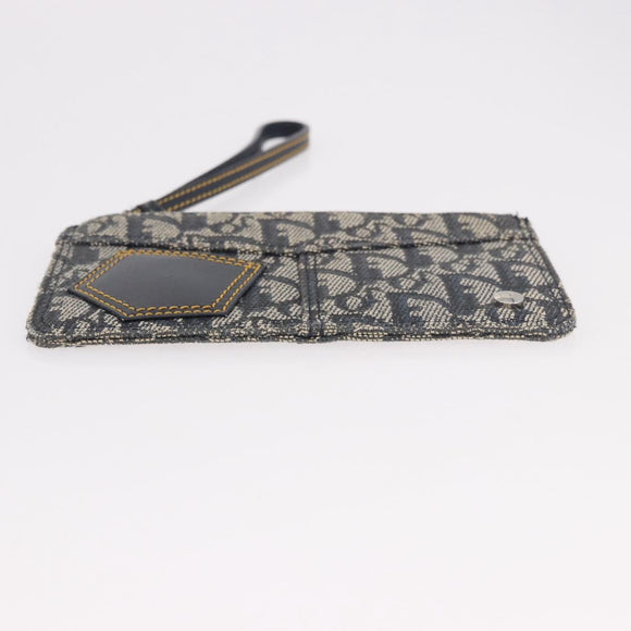 Christian Dior Trotter Canvas Pouch Navy Silver Auth 187284V