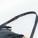 PRADA Hand Bag Leather 2way Blue Gold Auth 187288V-15
