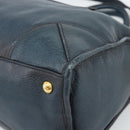 PRADA Hand Bag Leather 2way Blue Gold Auth 187288V-9