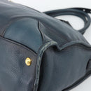 PRADA Hand Bag Leather 2way Blue Gold Auth 187288V-17