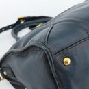 PRADA Hand Bag Leather 2way Blue Gold Auth 187288V-18