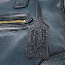 PRADA Hand Bag Leather 2way Blue Gold Auth 187288V-19