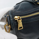 PRADA Hand Bag Leather 2way Blue Gold Auth 187288V-21