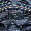 PRADA Hand Bag Leather 2way Blue Gold Auth 187288V-22