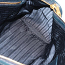 PRADA Hand Bag Leather 2way Blue Gold Auth 187288V-23