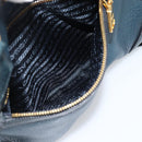 PRADA Hand Bag Leather 2way Blue Gold Auth 187288V-27